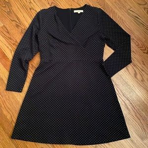 Loft women’s navy whites dotted dress